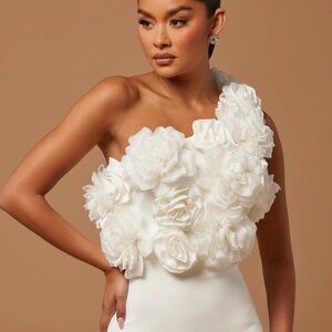 One shoulder white dress